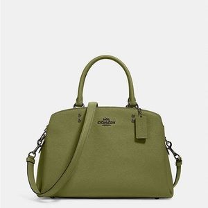 SOLD Black Antique Nickel/Olive Green Coach Lillie Carryall Bag